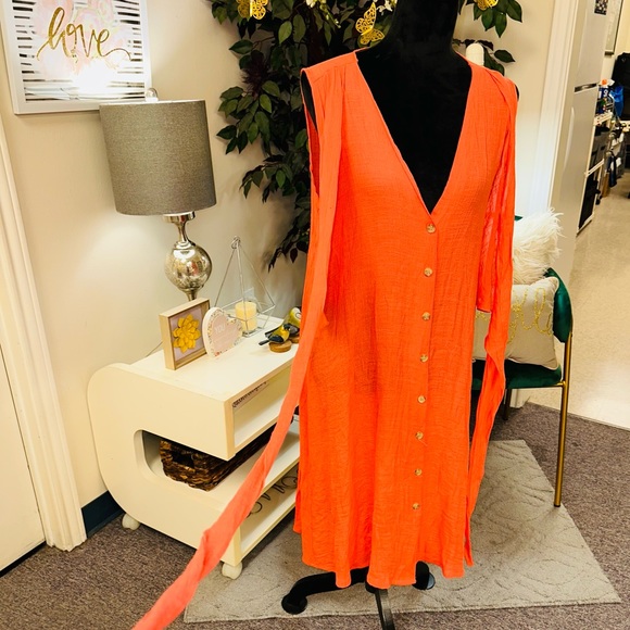 Mlle Gabrielle Lined Rustic Tangerine / Orange Hi-low Hem Maxi Dress Size XL - Picture 4 of 9